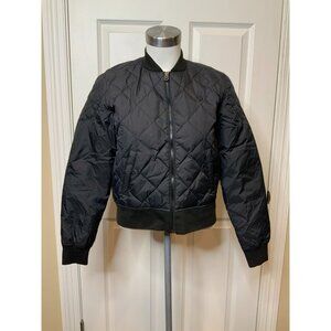 True Religion Puffer Bomber Black Quilted Down Zip-Up Coat, Size Small